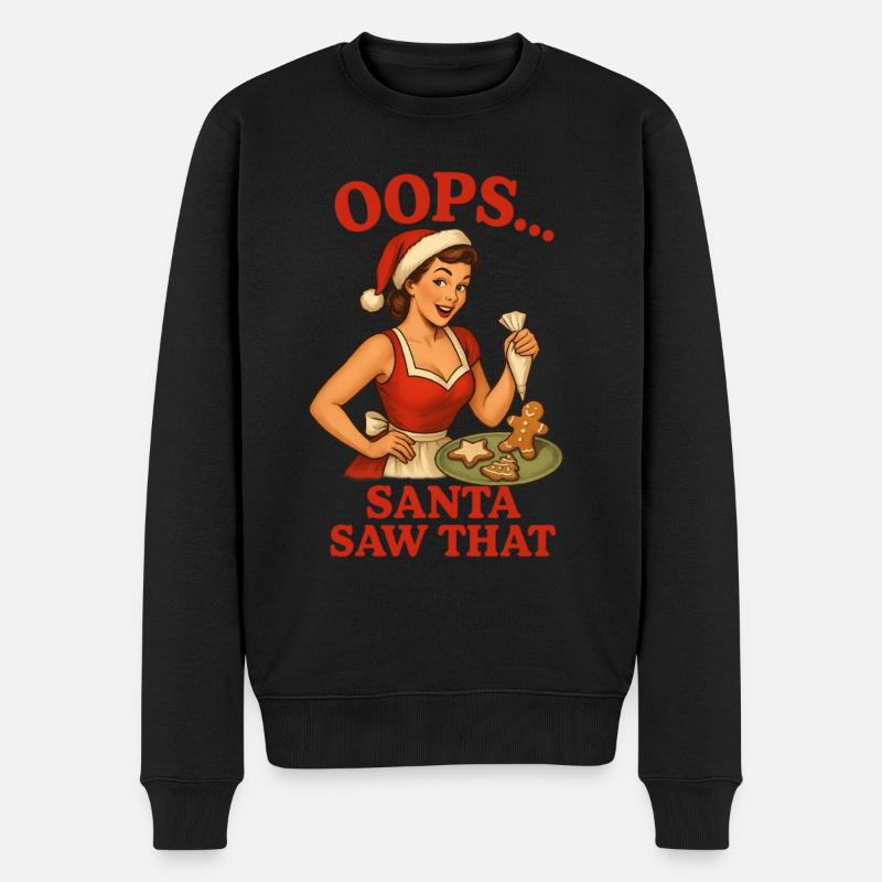 Oops Santa Saw That - Männer Premium Bio Pullover - Schwarz