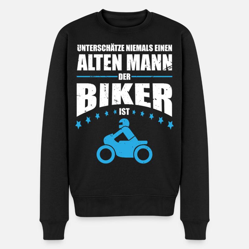 Alter Mann - Biker | Retro Vintage - Männer Premium Bio Pullover - Schwarz