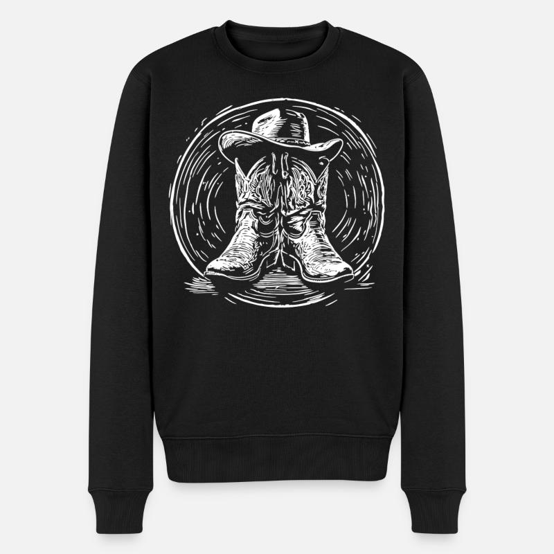Western Boots im Wirbelkreis - Männer Premium Bio Pullover - Schwarz