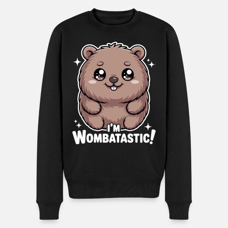 Niedlicher Wombat I'm Wombatastic - Männer Premium Bio Pullover - Schwarz