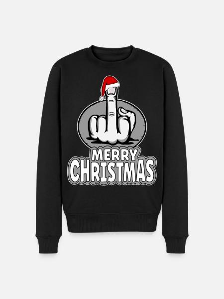 Merry Christmas Mittelfinger Stingerfinger Design - Männer Premium Bio Pullover - Schwarz