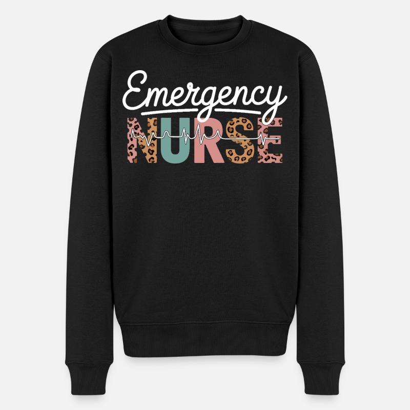 Emergency Nurse Leopard Print - Männer Premium Bio Pullover - Schwarz