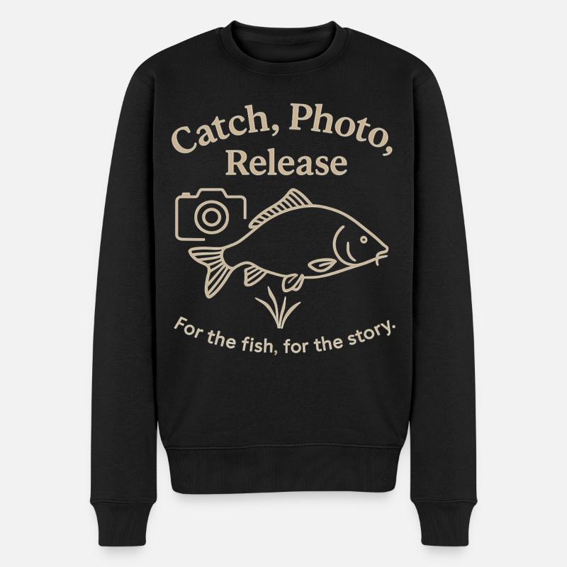 Capture Photo Relâcher Aventure de pêche - Pull Premium bio Homme - noir