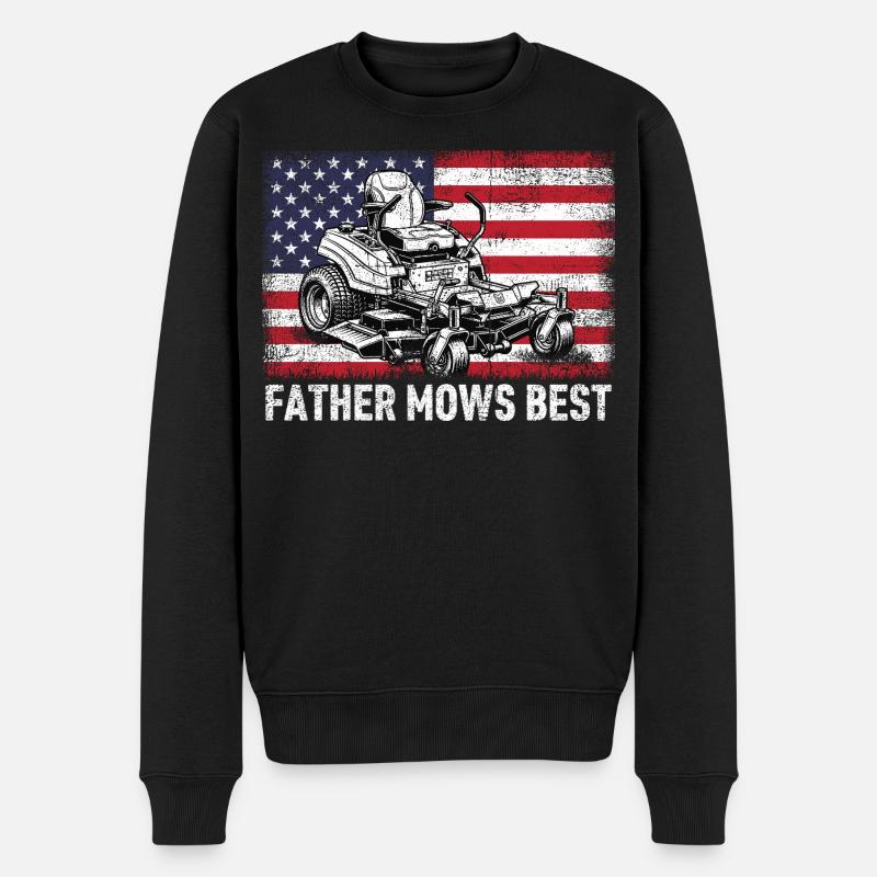 Father Mows Best - Männer Premium Bio Pullover - Schwarz