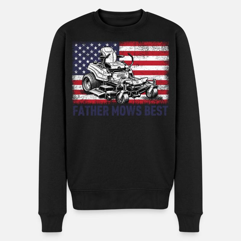 Father Mows Best - Männer Premium Bio Pullover - Schwarz