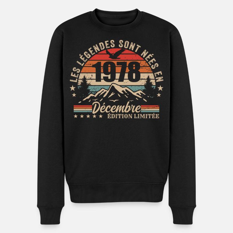 Rétro Décembre 1978 - Cadeau 47 Ans - Pull Premium bio Homme - noir