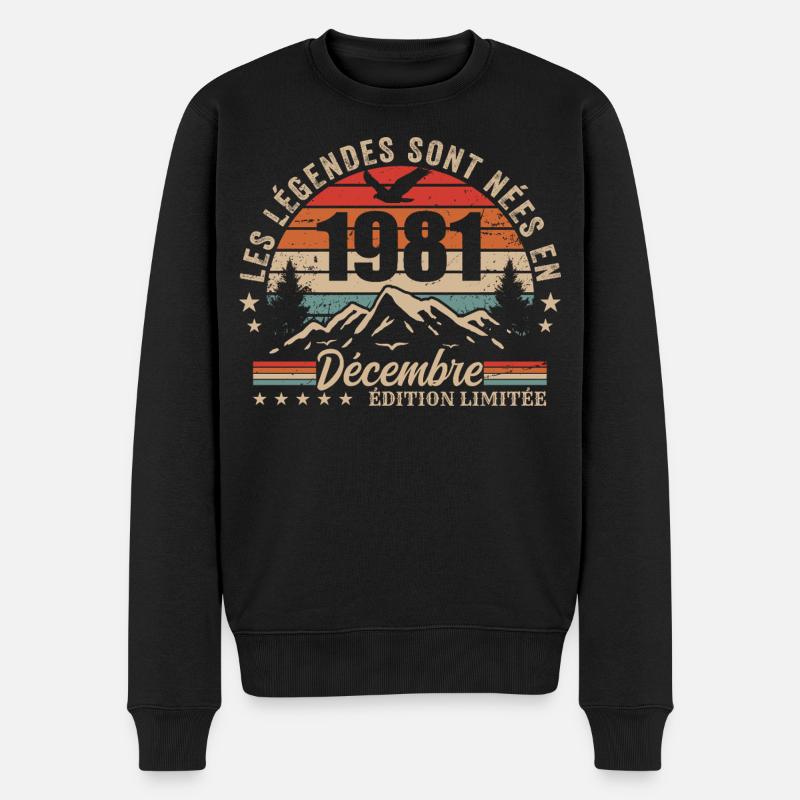 Rétro Décembre 1981 - Cadeau 44 Ans - Pull Premium bio Homme - noir