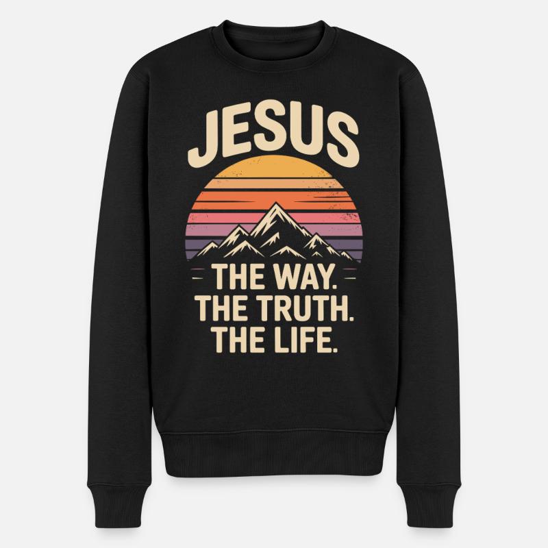Jesus Der Weg Die Wahrheit Das Leben Christlich - Männer Premium Bio Pullover - Schwarz