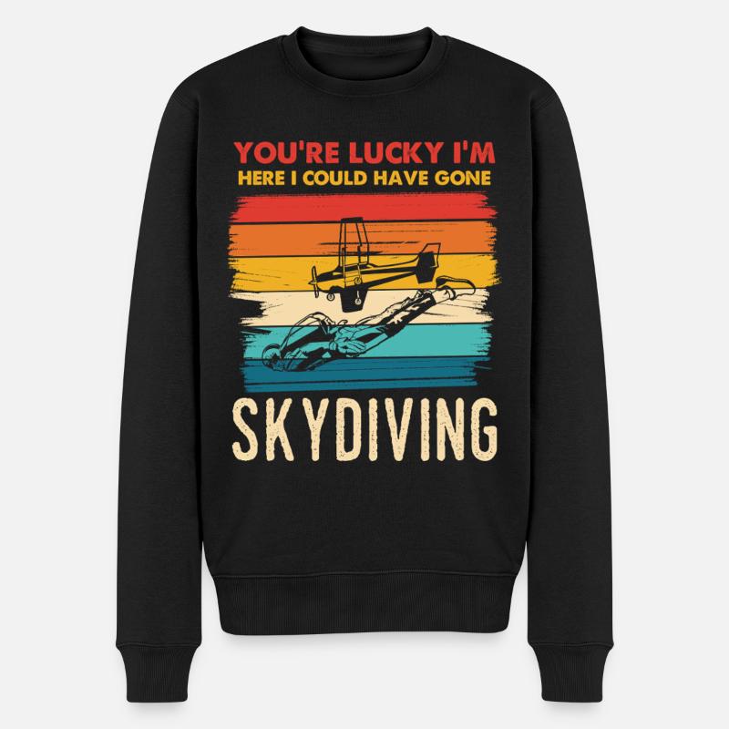 YOU'RE LUCKY I'M HERE SKYDIVING - Männer Premium Bio Pullover - Schwarz