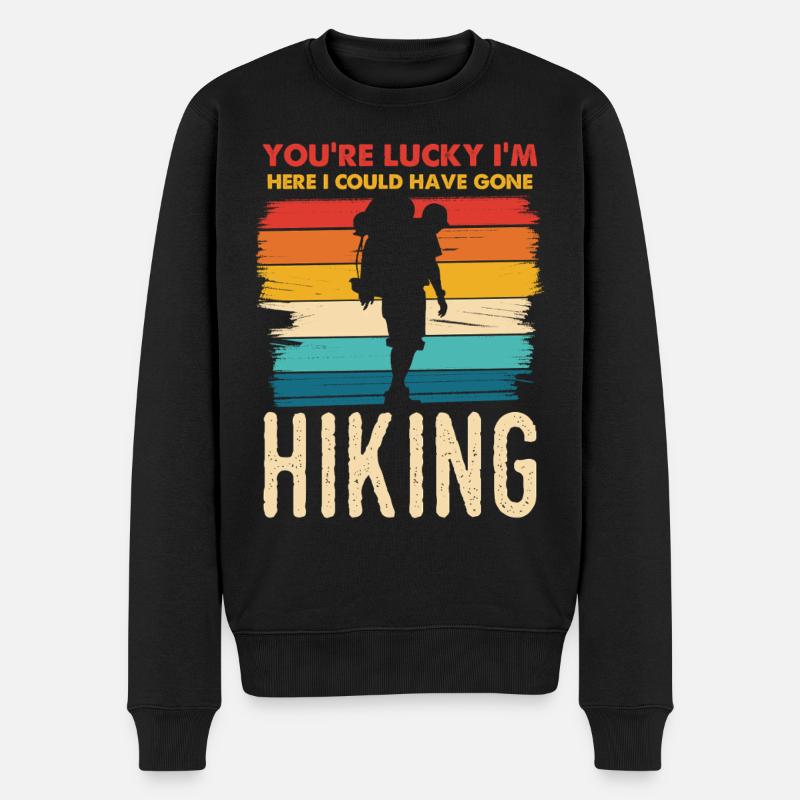 Regenbogen Hiking Silhouette - Männer Premium Bio Pullover - Schwarz