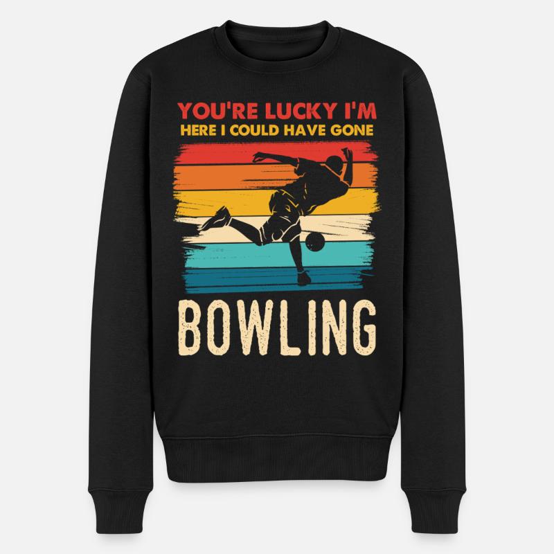 Glück, ich bin hier zum Bowling - Männer Premium Bio Pullover - Schwarz