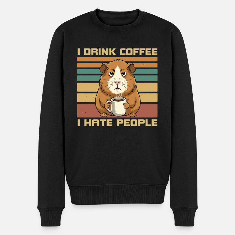 Zitat des grummeligen Meerschweinchen-Kaffees - Männer Premium Bio Pullover - Schwarz