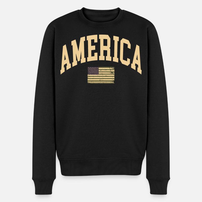 Drapeau camouflage de l’Amérique - Pull Premium bio Homme - noir