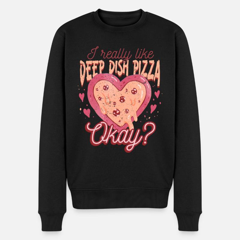 Deep Dish Pizza Chicargo - Männer Premium Bio Pullover - Schwarz