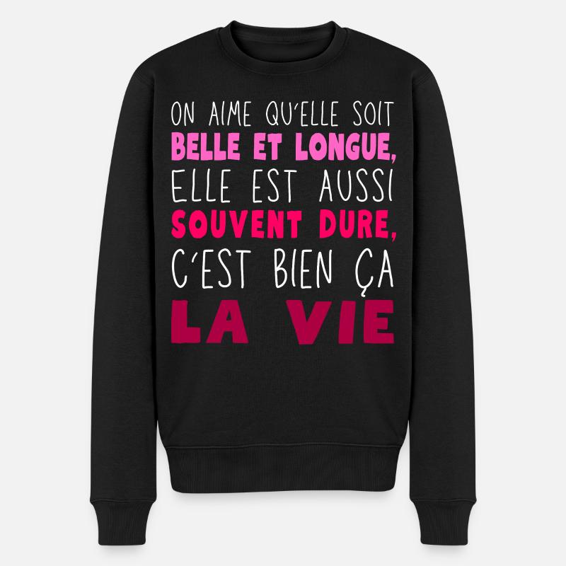 Schönes und langes Leben - Männer Premium Bio Pullover - Schwarz