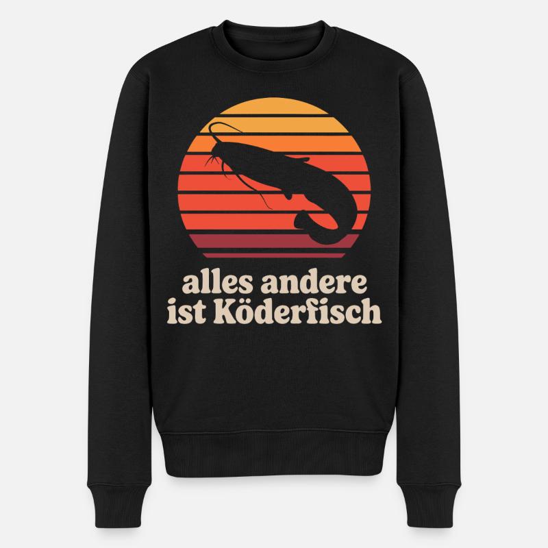 Wallerfischen_alles_andere_ist_Koederfisch_03 - Männer Premium Bio Pullover - Schwarz