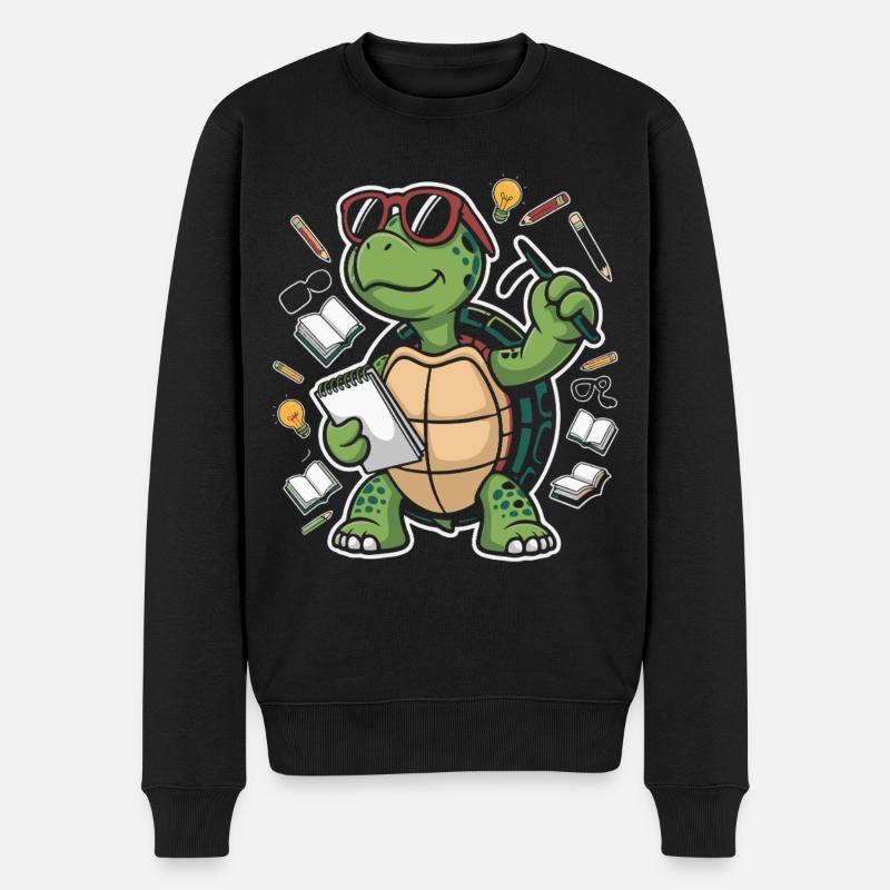 Learning turtle with pen - Men's Premium Organic Jumper - black