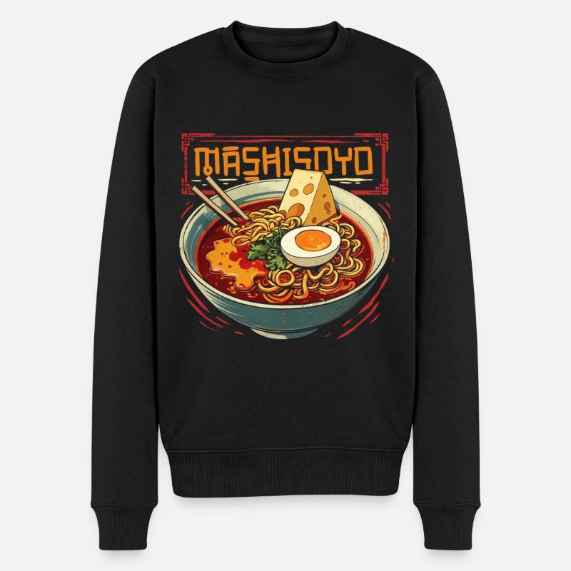 Koreanisches Essen Ramen mit Käse - Männer Premium Bio Pullover - Schwarz