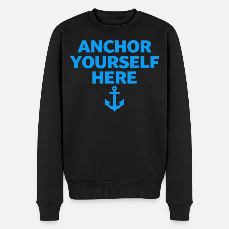Ancrez-vous ici Déclaration d’ancrage Pleine conscience - Pull Premium bio Homme - noir