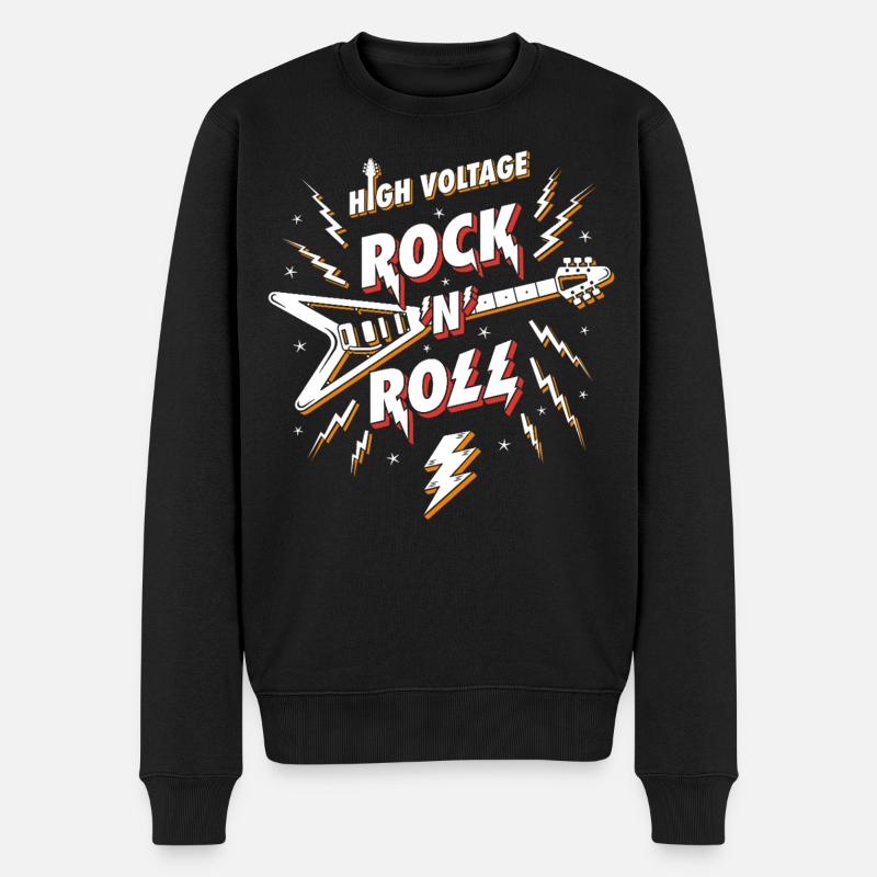 Hochspannungs-Rock'n'Roll-Gitarre - Männer Premium Bio Pullover - Schwarz