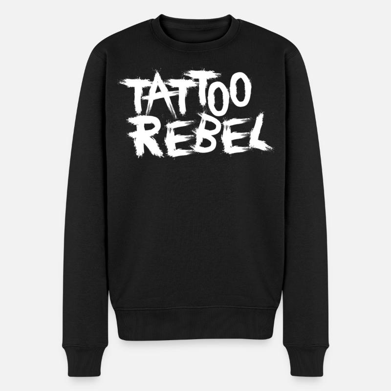 Tattoo Rebel white - Männer Premium Bio Pullover - Schwarz
