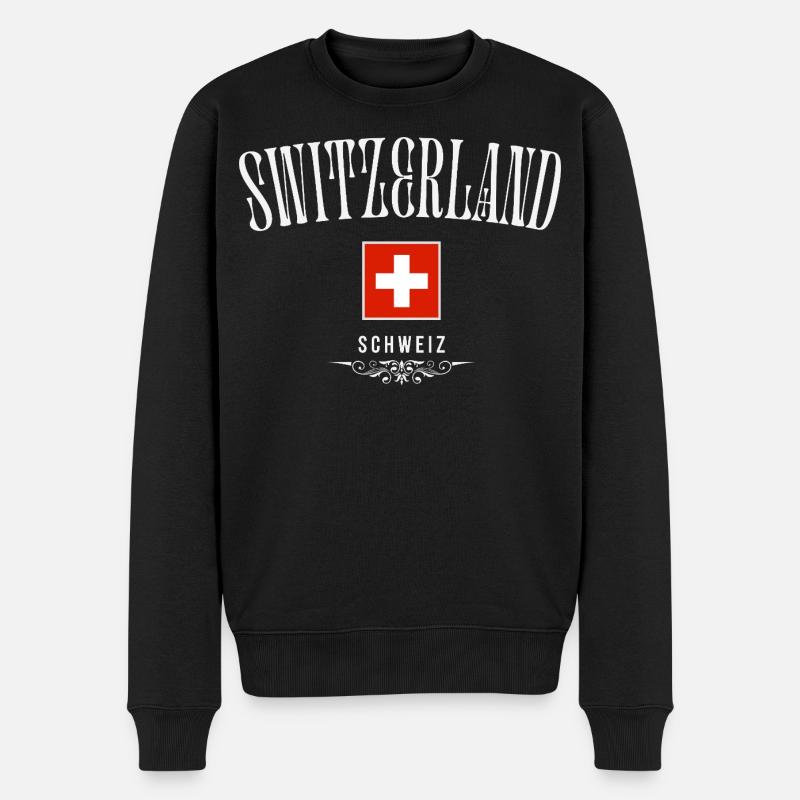 Flagge der Schweiz, Schweizer Stolz - Männer Premium Bio Pullover - Schwarz