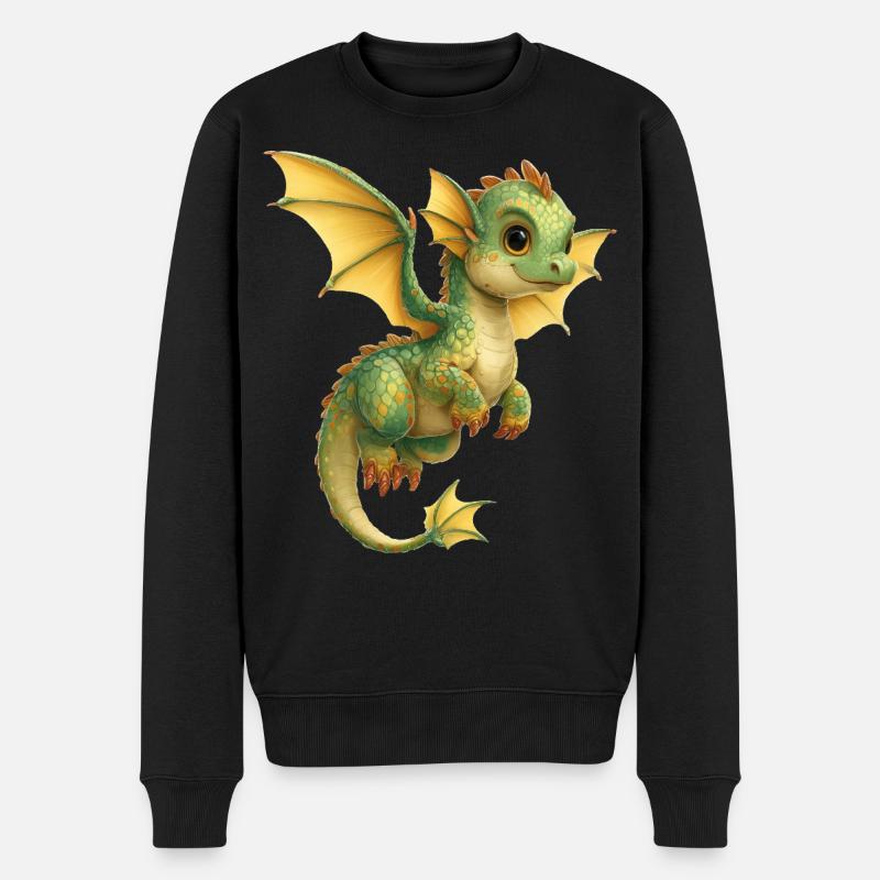 Drache - Männer Premium Bio Pullover - Schwarz