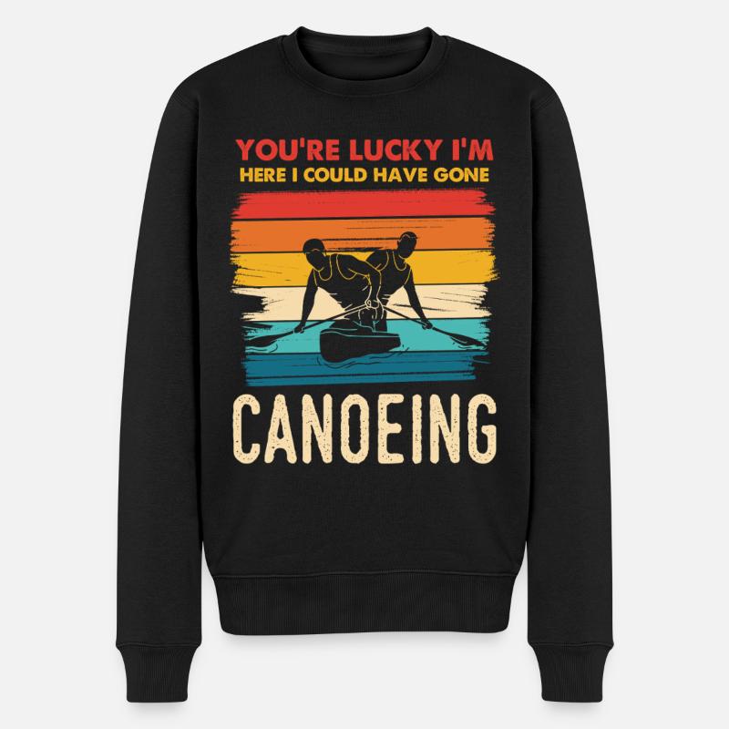 Kanu Spruch Regenbogen Stil - Männer Premium Bio Pullover - Schwarz