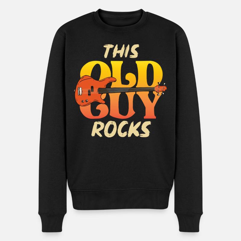 This Old Guy Rocks Guitar Tee - Männer Premium Bio Pullover - Schwarz
