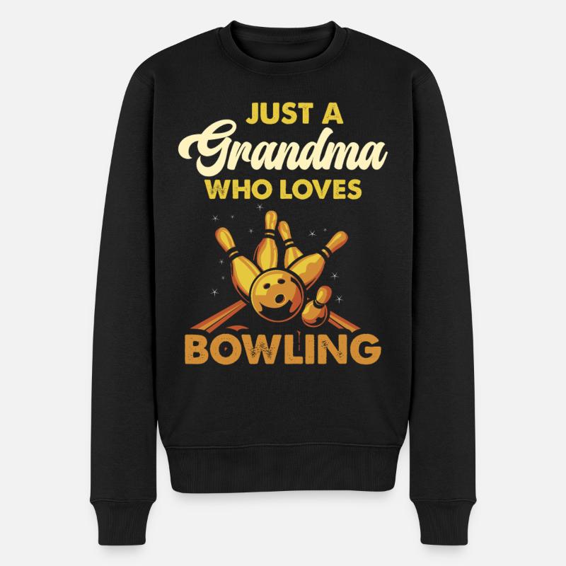 Bowling Oma Liebt Bowling - Männer Premium Bio Pullover - Schwarz