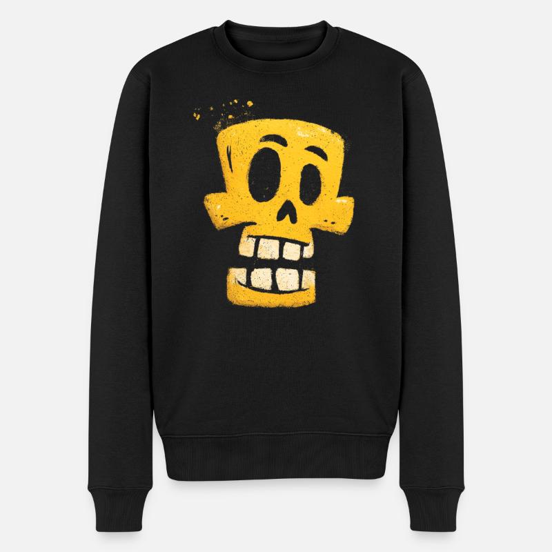 Sourire squelette jaune de graffiti - Pull Premium bio Homme - noir