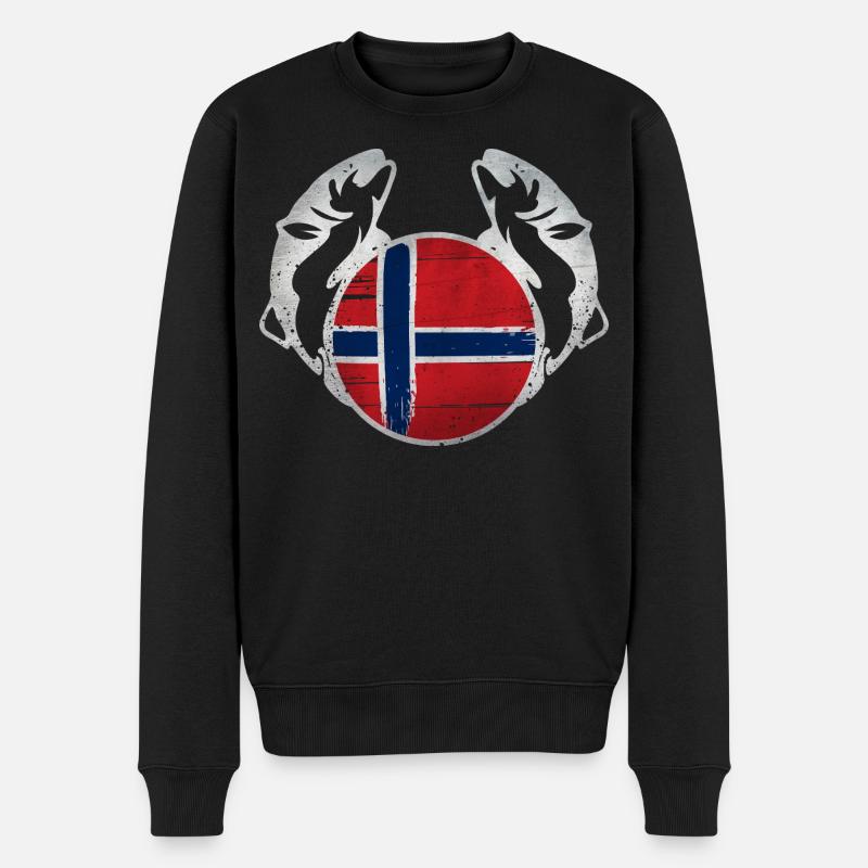 Norwegen Angeln - Männer Premium Bio Pullover - Schwarz