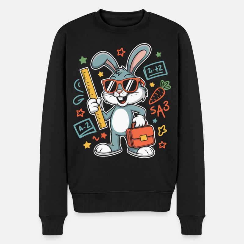 Lernbunny Schulabenteuer mit Brille - Männer Premium Bio Pullover - Schwarz