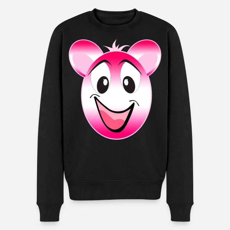 Pink Panda Lächeln - Männer Premium Bio Pullover - Schwarz