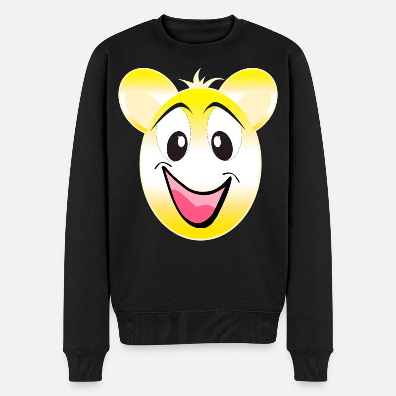 Fröhliches Gelbes lächelndes Bärchen - Männer Premium Bio Pullover - Schwarz