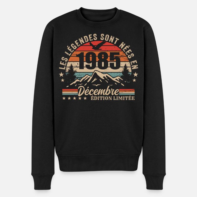 Rétro Décembre 1985 - Cadeau 40 Ans - Pull Premium bio Homme - noir