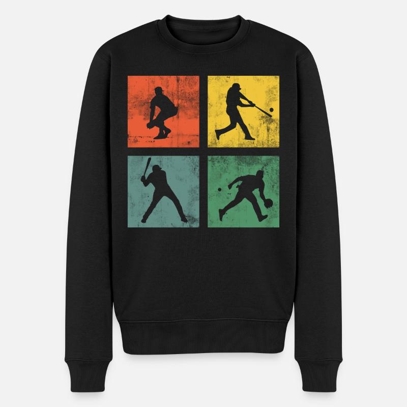 Baseball Softball Sport Retro - Männer Premium Bio Pullover - Schwarz