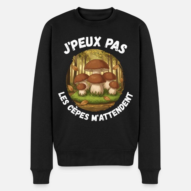 j'peux pas les cèpes m'attendent - Pull Premium bio Homme - noir