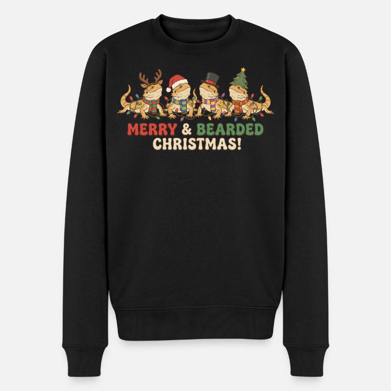 Bartagame Vintage Weihnachtsbeleuchtung - Männer Premium Bio Pullover - Schwarz