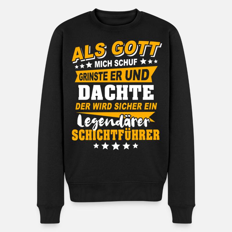 Schichtführer Sprüche - Männer Premium Bio Pullover - Schwarz
