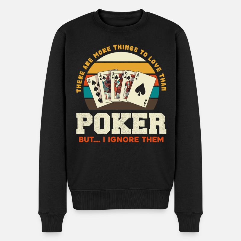 Coucher de jeu de poker rétro - Pull Premium bio Homme - noir