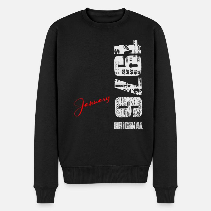 Januar-1976-Jahrgang-geboren-Geburtstag-Retro - Männer Premium Bio Pullover - Schwarz