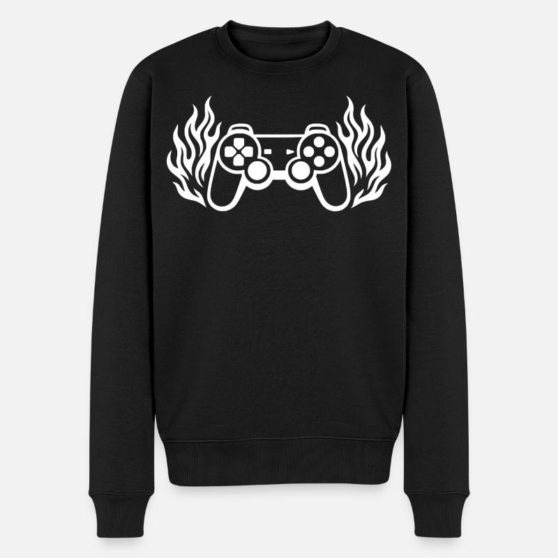 Flames controller, burning gamepad graphics - Men's Premium Organic Jumper - black