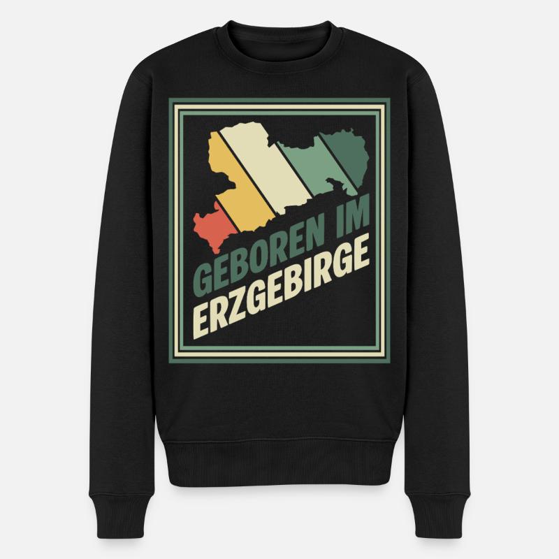 Né dans les Monts Métallifères Rétro - Pull Premium bio Homme - noir
