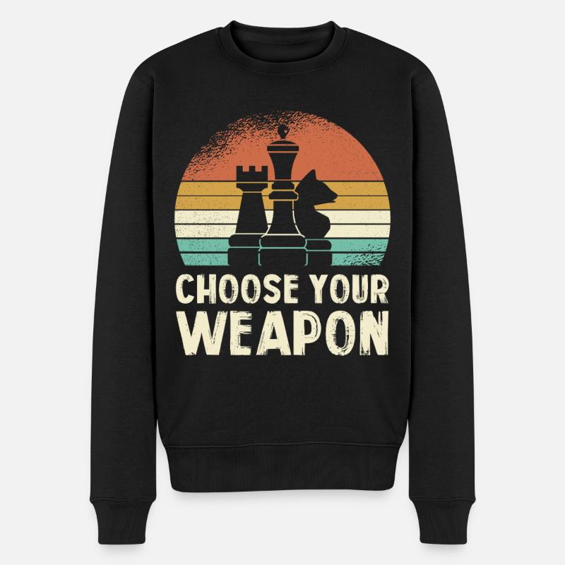 Tirage rétro d’arme d’échecs - Pull Premium bio Homme - noir