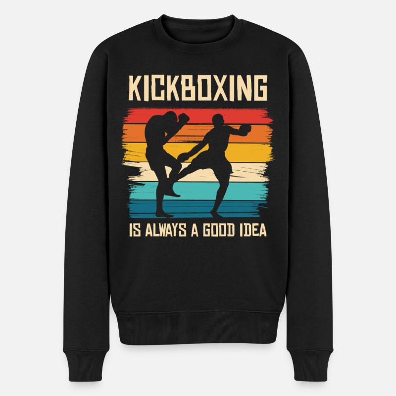 Kickboxing dans le style arc-en-ciel - Pull Premium bio Homme - noir