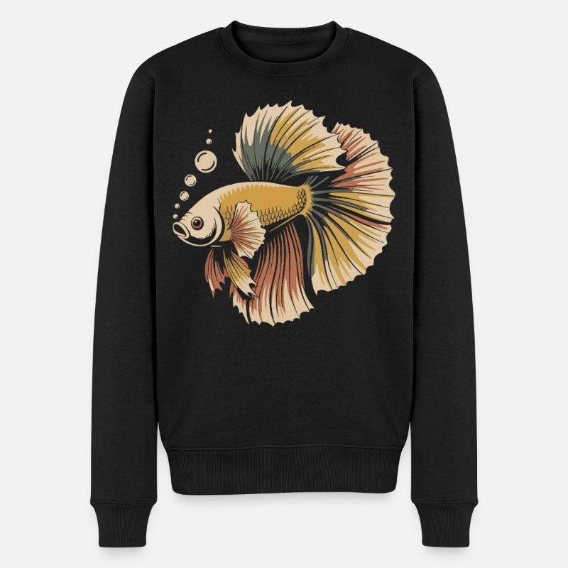 Magnifique Imprimé de Poisson Betta - Pull Premium bio Homme - noir