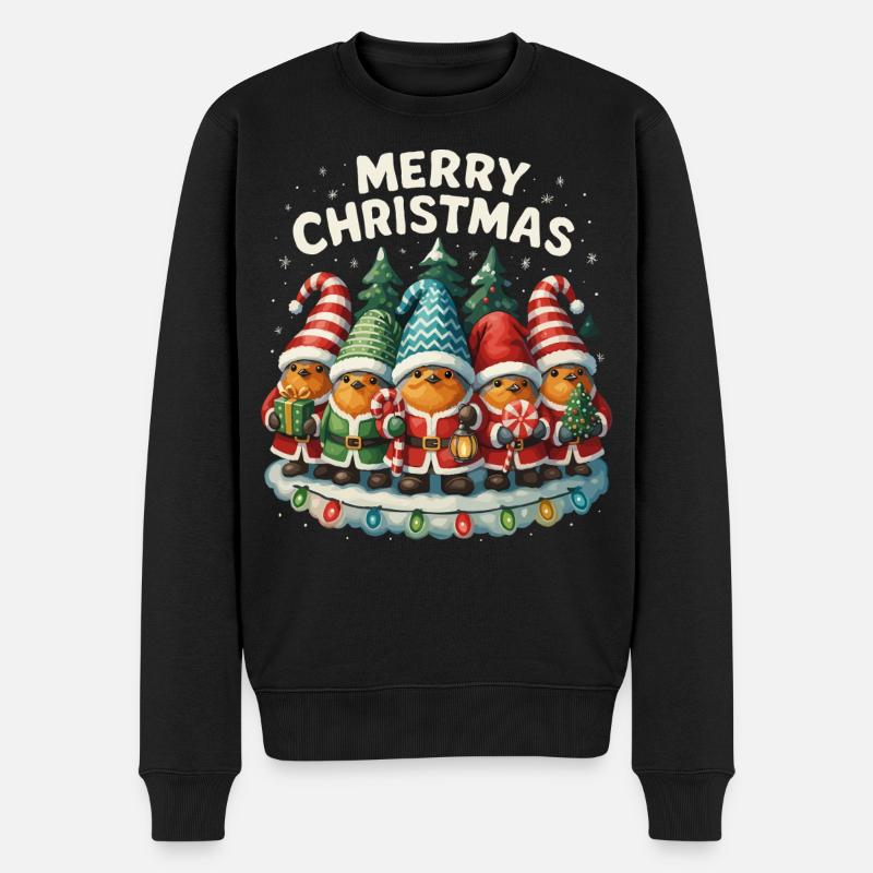 Lustiges Rotkehlchen Weihnachten Geschenk Süß - Männer Premium Bio Pullover - Schwarz