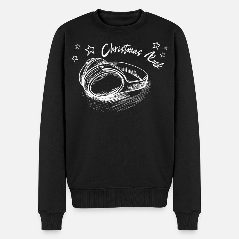 Weihnachten Kopfhörer CHRISTMAS ROCK - Männer Premium Bio Pullover - Schwarz