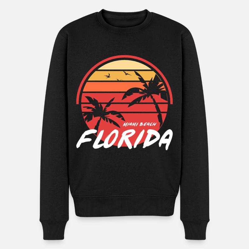 Miami Sunset Palms Floride - Pull Premium bio Homme - noir
